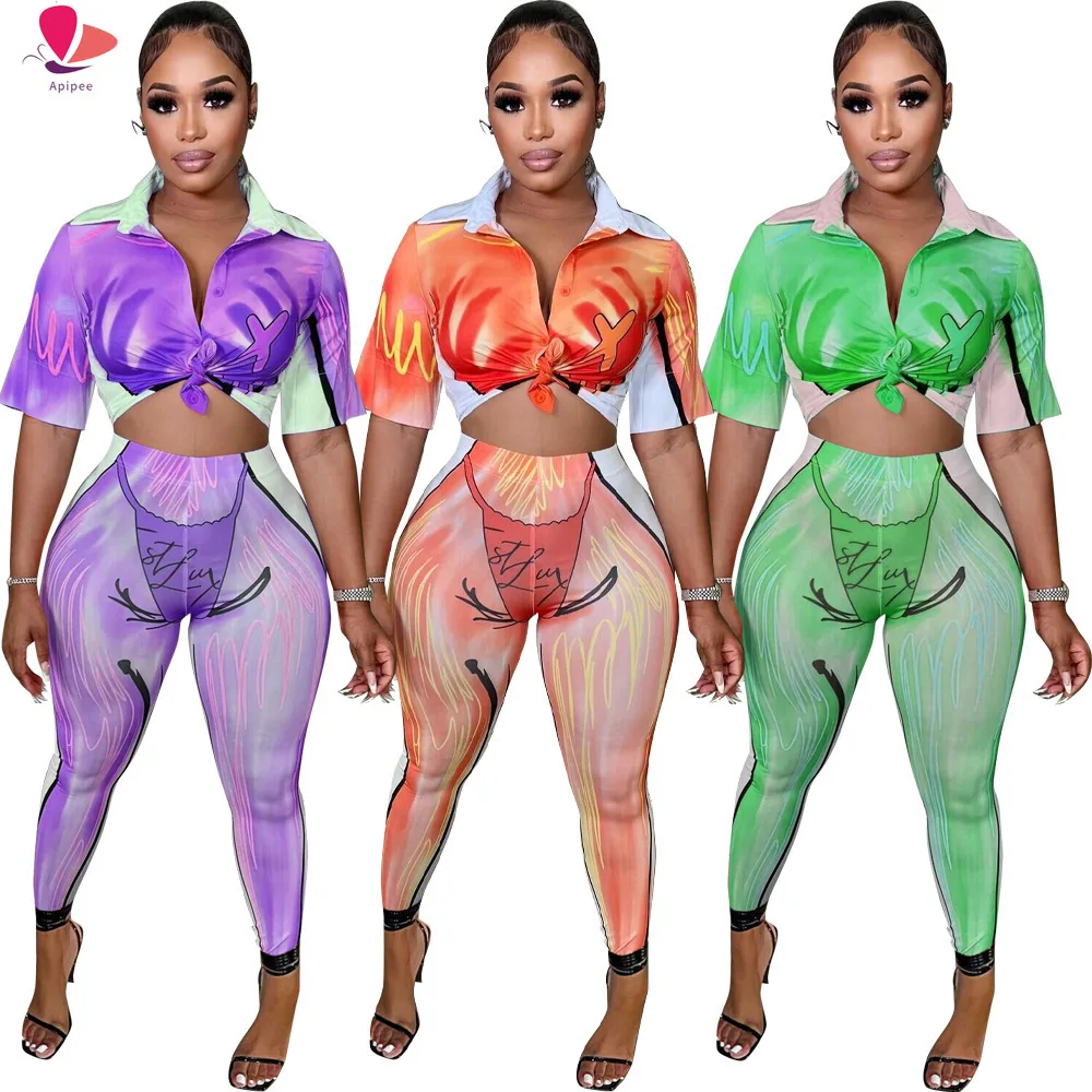 Женский комплект из 2 предметов с 3D-принтом летний женский спортивный костюм