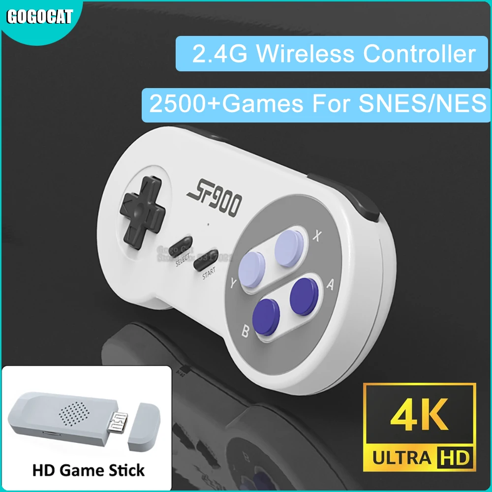 Мини-игровая приставка 4K HD беспроводная ретро-консоль для видеоигр 2500 + игр ТВ два