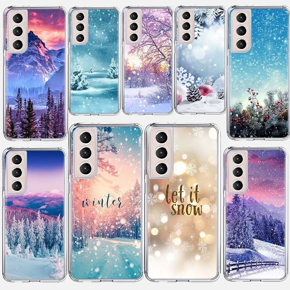 

Cute Winter Snow Phone Case Coque For Samsung Galaxy S21 Ultra 5G S20 FE S20 Plus S10E S10 Lite S8 S9 Plus S7 Cover Funda Capa