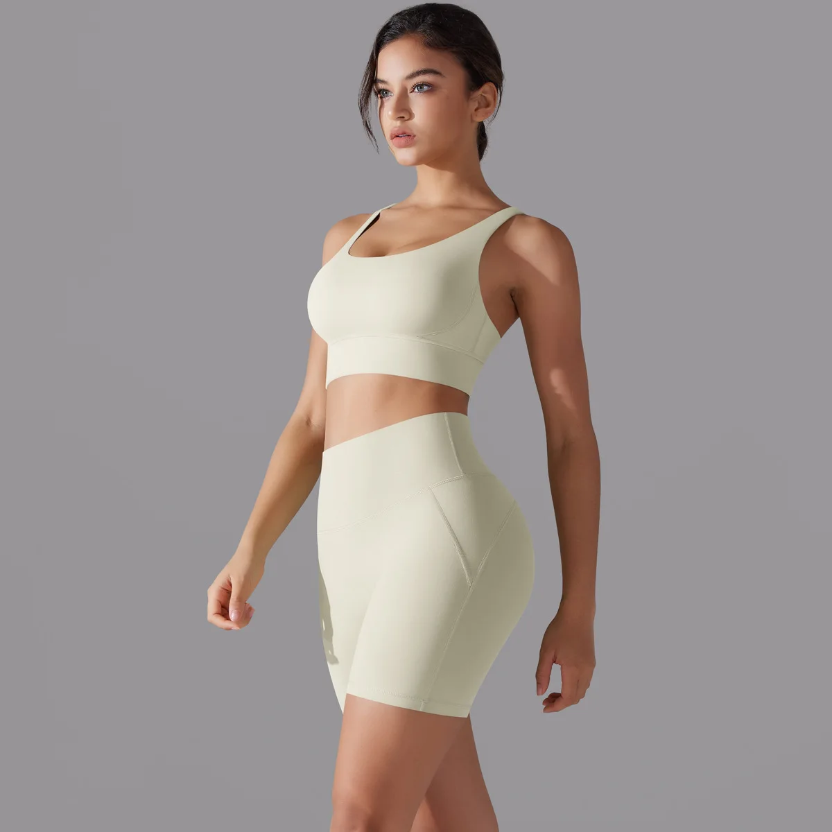 Бесшовные вязаные дышащие высокоэластичные шорты для йоги без нижнего белья с