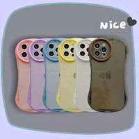 ins simple solid color small waist phone case for iphone 12 13 11 pro max x xs xr transparent round hole lens cases cover