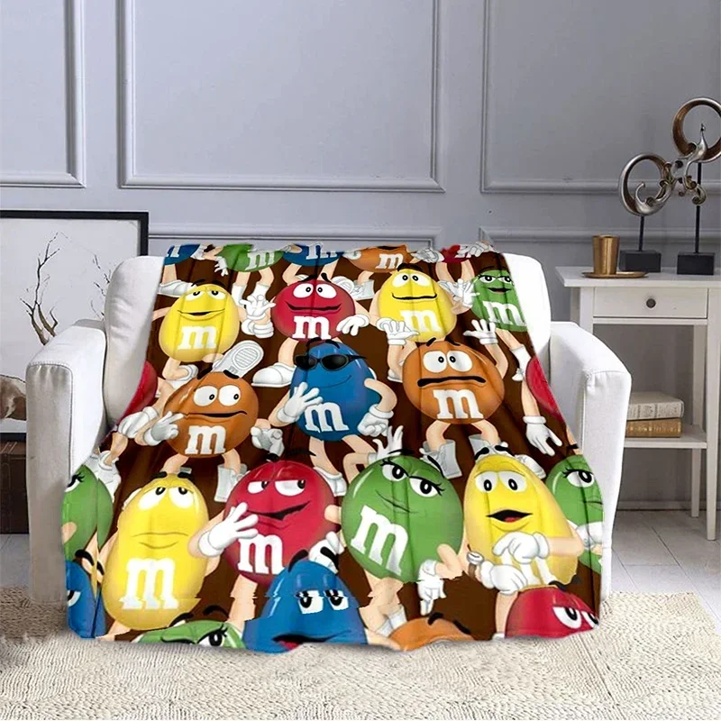 Плюшевое одеяло с принтом фасоли и шоколада модное теплое для пеших прогулок