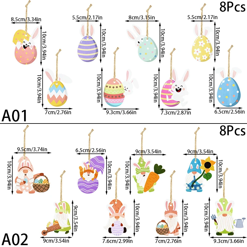 8Pcs Bunny Faceless Dwarf Easter Egg Wiszące zawieszki Ozdoby Wesołych Świąt Wielkanocnych Dekoracja do domu DIY Craft Decor Supplies