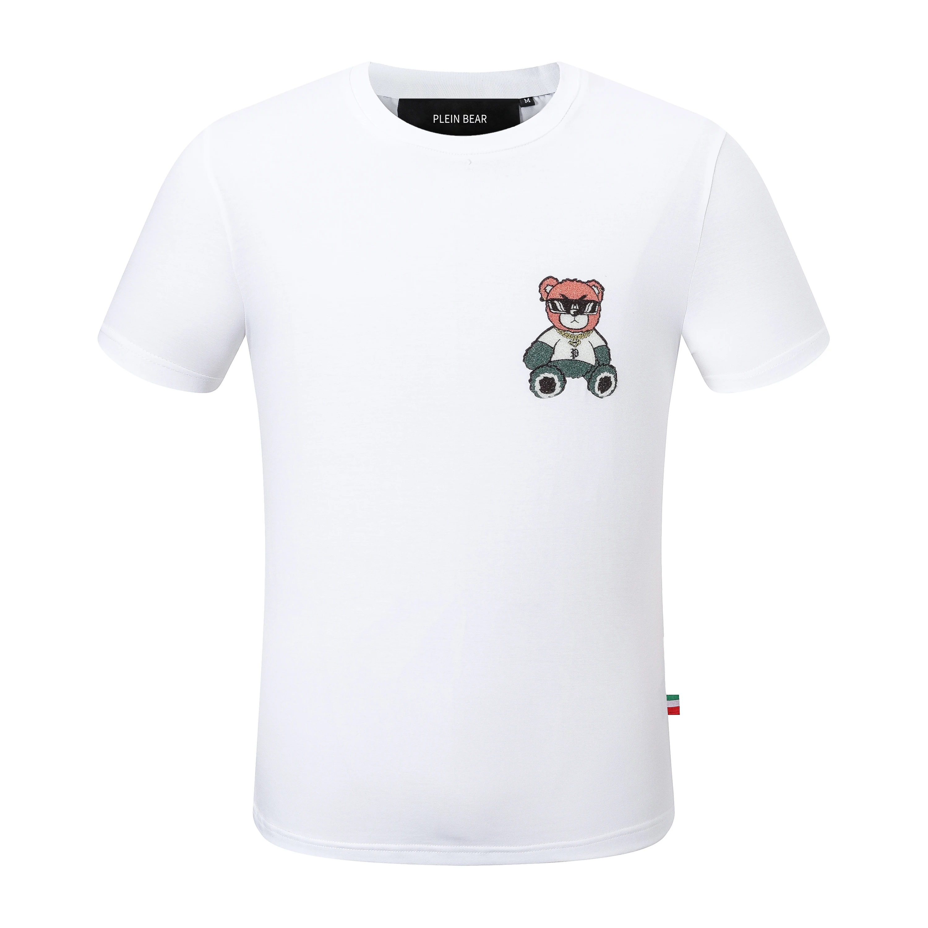 

PLEIN BEAR Men's T-SHIRT ROUND NECK SS TEDDY BEAR WITH CRYSTALS 100% Cotton T-shirts Men Tops Comfortable Tees 1312