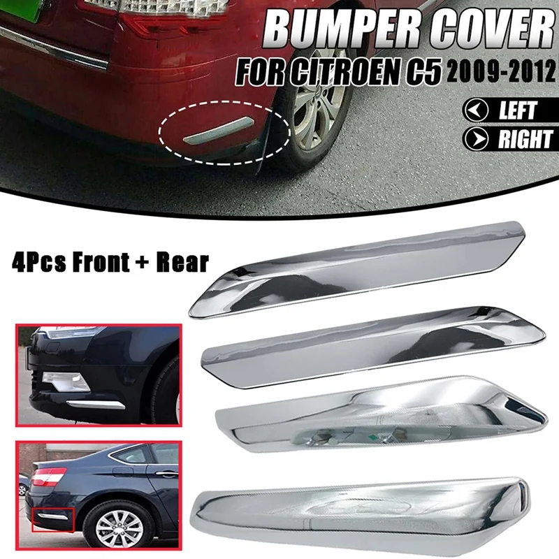 

4Pcs/Set Car Front+Rear Bumper Strip Cover Trim Chrome Decoration for Citroen C5 2009 2010 2011 2012