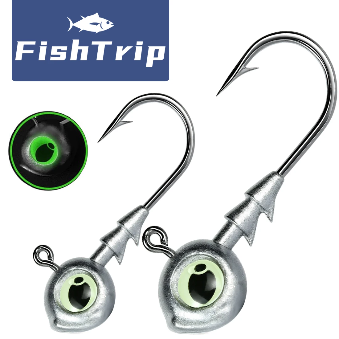 Фото Крючки для джиг-головки для плавания FishTrip с 3D-глазом, 5-15 шт., джиг-головки для взвешенной форели, судака, басовые крючки для пресной воды, соленой воды №1