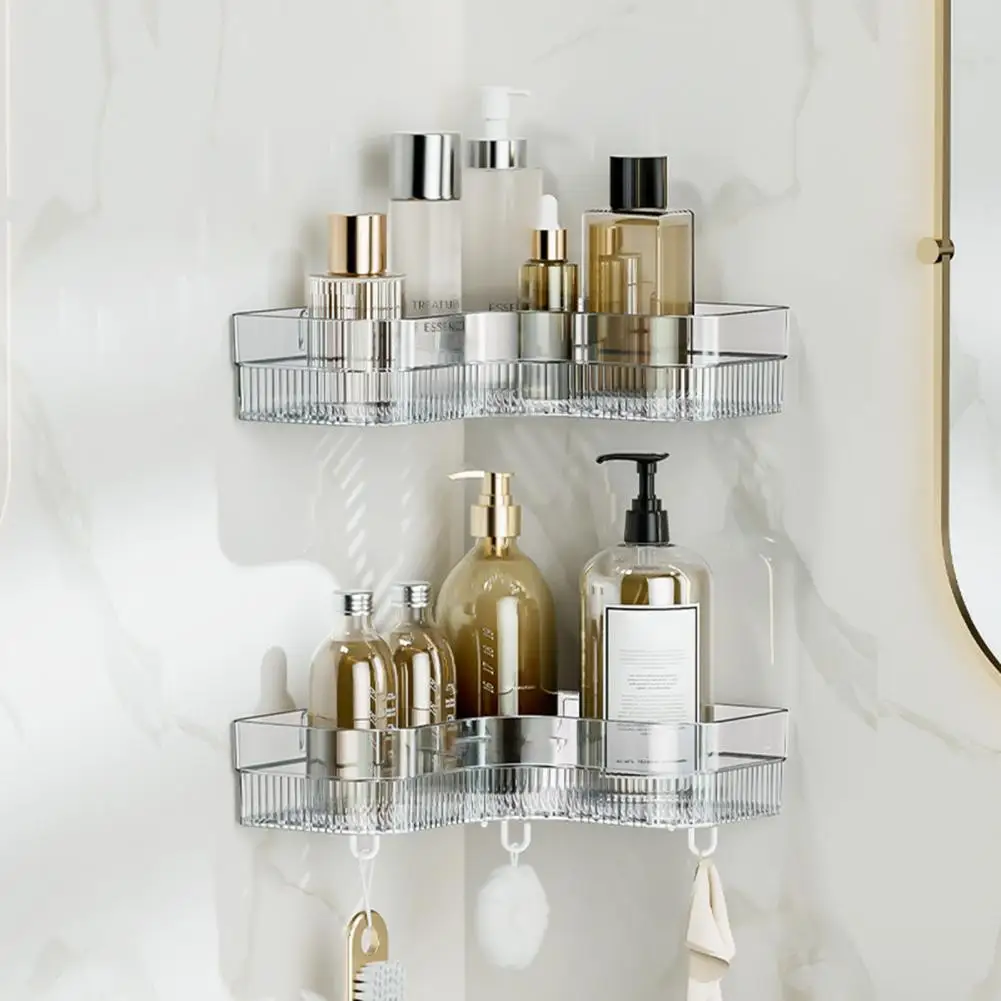 Storage Shelf Hollow Out Hole Bathroom Organizer Easy Installation Keep Neat Wall Corner Shower Shampoo Gel Storage Rack