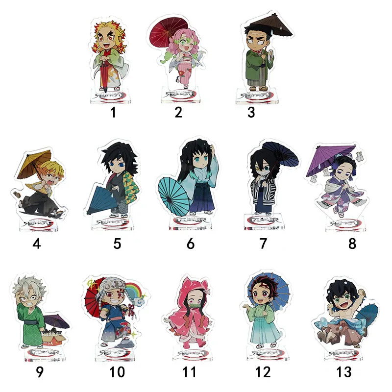 

12pcs Discount-t Anime Demon Slayer Kimetsu no Yaiba Acrylic Desk Stand Figures Models Figures Plate Holder Stand