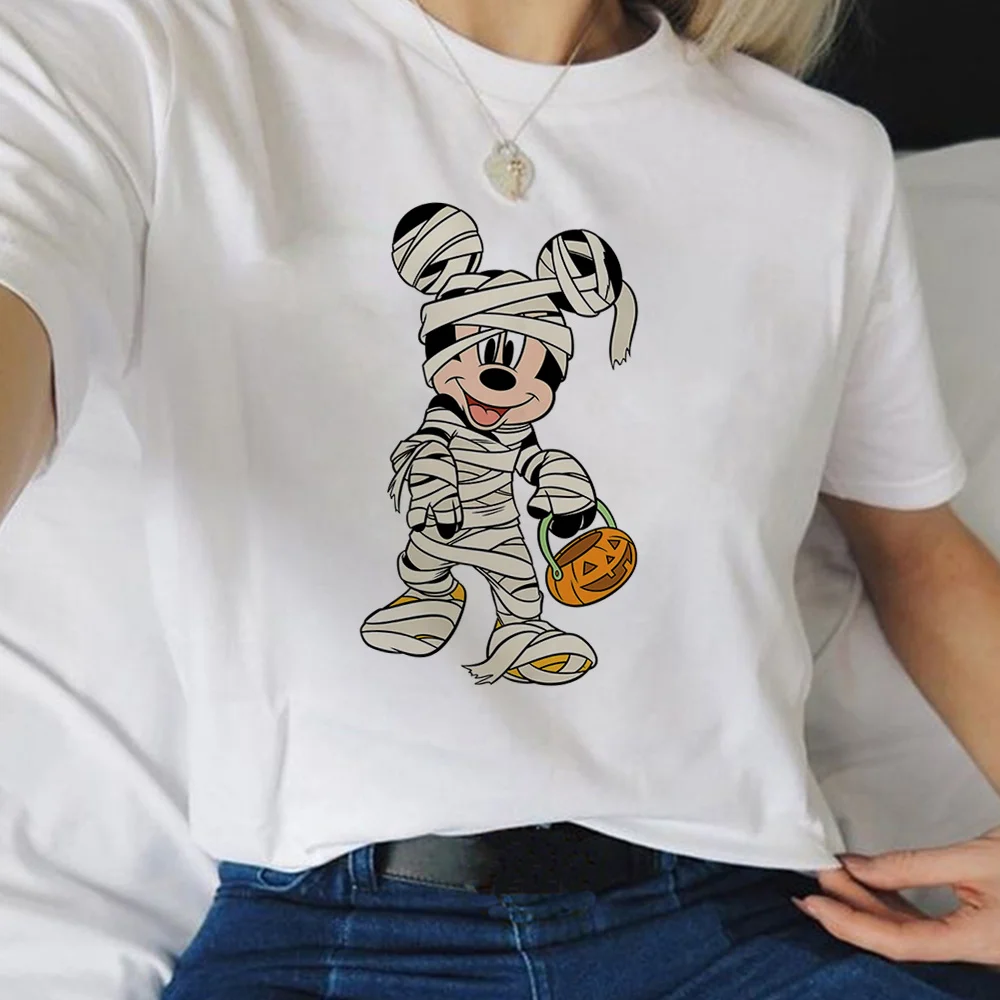 

Женская футболка с Микки Маусом на Хэллоуин с принтом Диснея, футболка высокого качества с круглым вырезом, Прямая поставка, женская футбол...