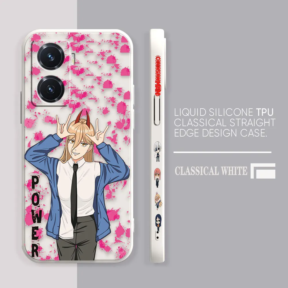 Anime Power Denji Chainsaw Man Case For VIVO Y55S Y31 Y33S Y55 Y35 Y51S Y52S Y53S Y66 Y73S Y77 5G Y85 Y93 Case Funda Shell Capa
