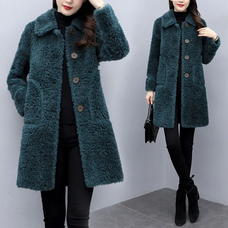 

Winter Lamb velvet Jacket Women's Clothing Autumn Winter 2022 Korean Plus size Wool Coat Female Loose Warm Thick Long Outwear