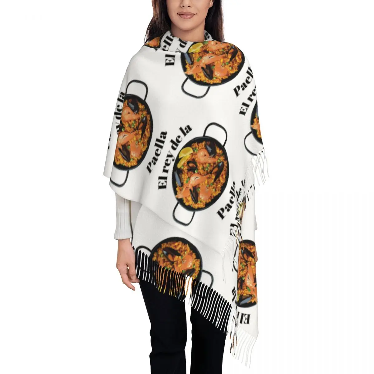 Женский шарф с кисточками El Rey De La Paella мягкие теплые шали и палантины длинная