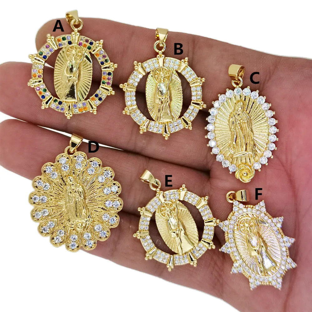 

Fashion Exquisite Round God Of Death Jesus Amulet Pendant Luxury Zircon 18K Gold Plated DIY Made Charm Jewelry Accessories