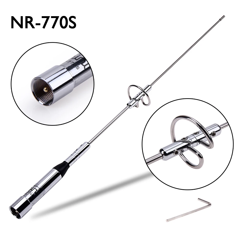 NR-770S VHF UHF Dual Band Mobile Amateur Ham Radio Antenna with PL Connector 145MHz 435MHz Car-styling Accessories