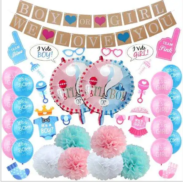 

Party Decorations Kit Baby Girl Letter Balloons Paper Flowers Ball Banners Set Baby Shower Party Decoration Set