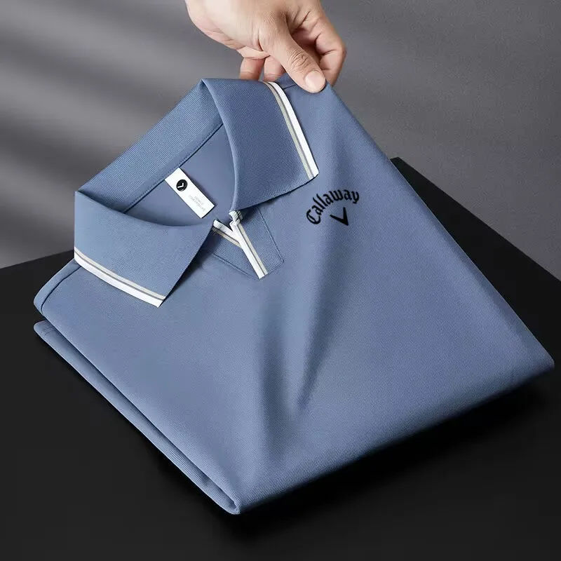 2023 Golf Summer New Embroidered Polo Shirt Men's Fashion Youth Short Sleeve Slim Turn V-neck T-shirt Men