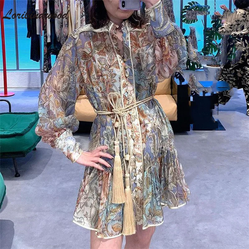 

2022 Spring/summer New Beach Skirt Beach Holiday Skirt Ethnic Style Palace Print Fringed Lady Dress Vestido De Mujer Woman Dress