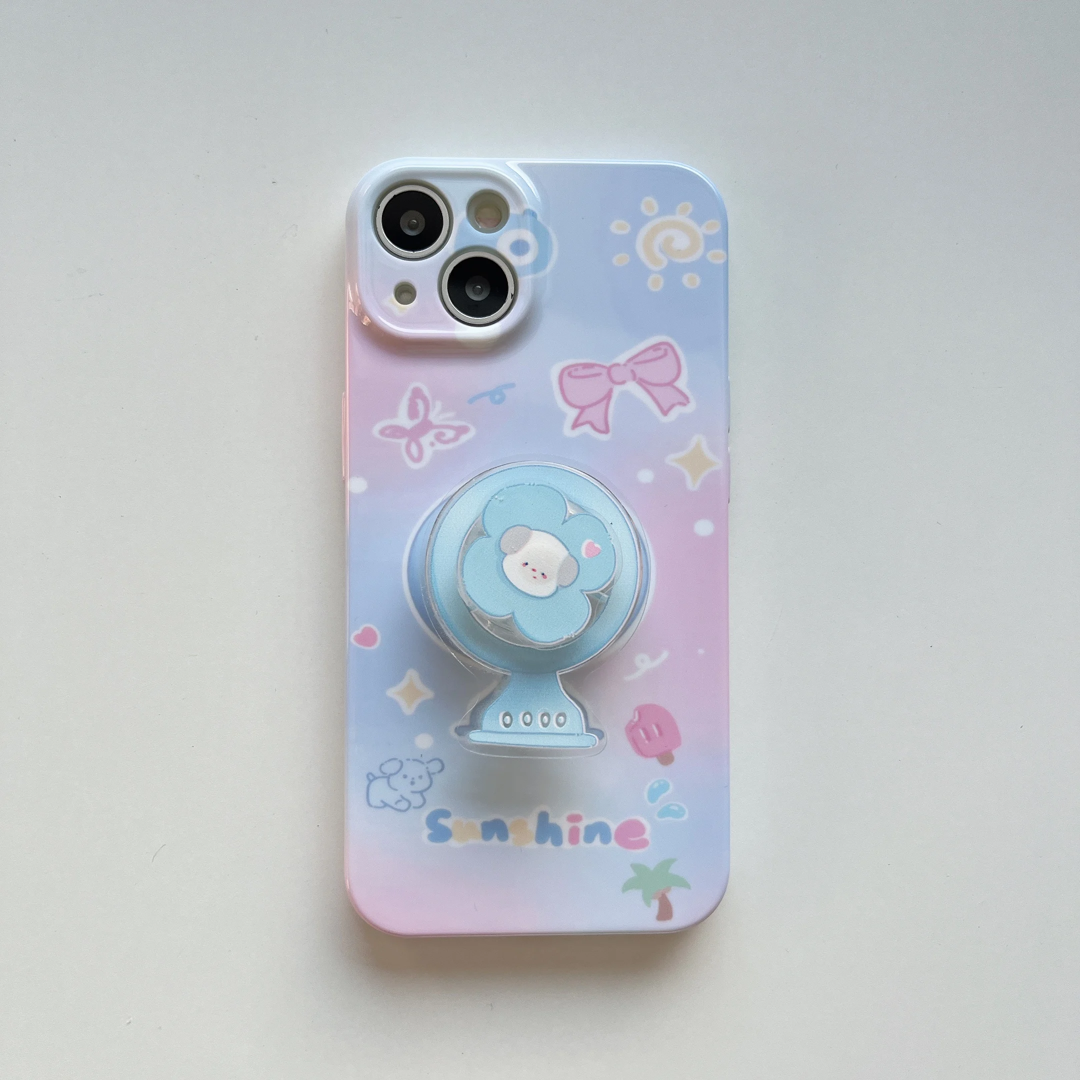 Creaitve INS мультфильм градиент Электрический вентилятор стенд телефонный чехол для iPhone 14 13 Pro Max Plus задняя крышка телефона для 12 11 Pro Capa