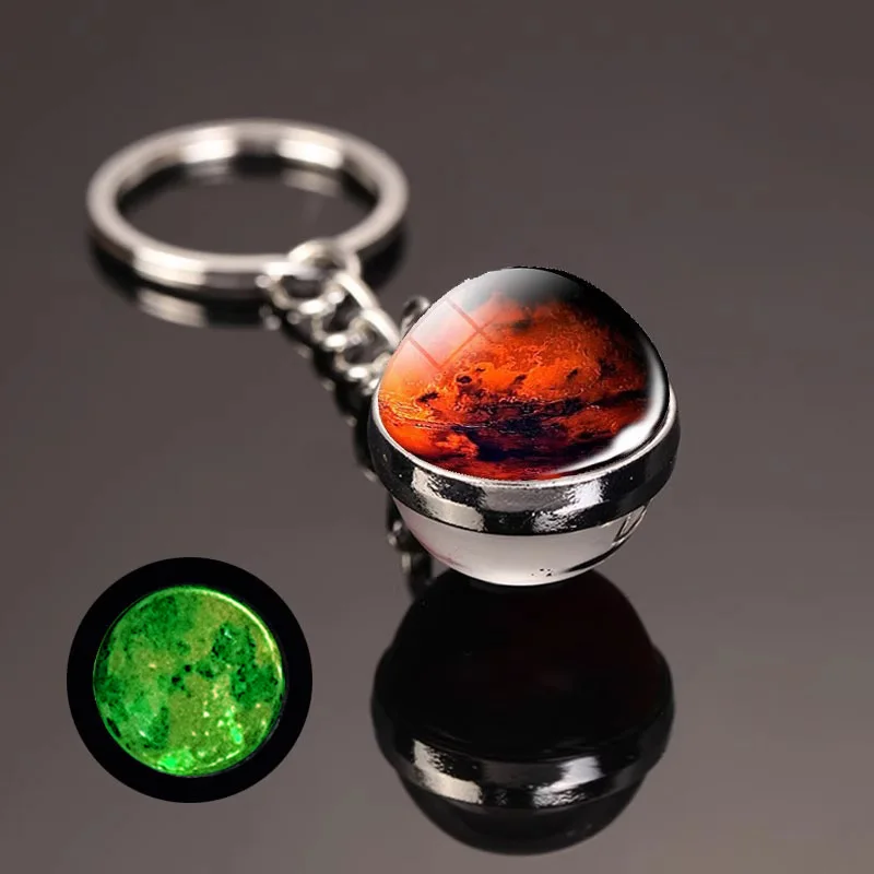 Светящийся В Темноте Стеклянный Брелок С Планетой Марса Унисекс Космический