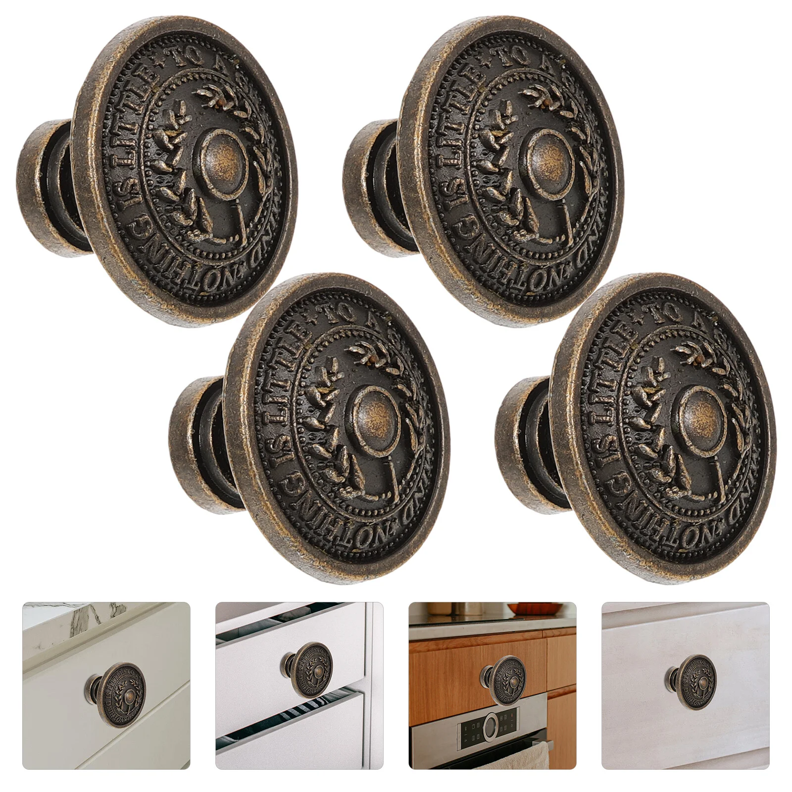 

4 Pcs Furniture Kitchen Cabinet Handles Small Door Knobs Cupboard Cabinets Zinc Alloy Closet Metal