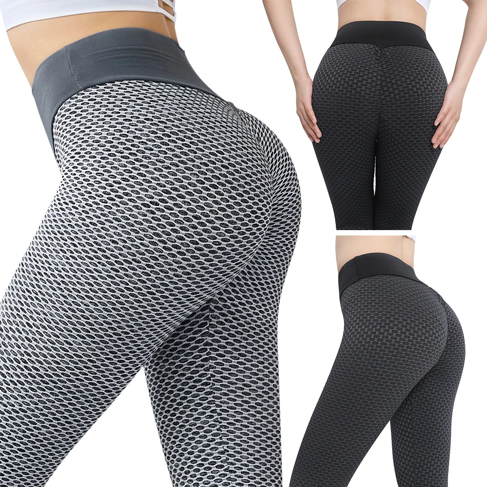 

Women Sexy Fitness Pants Hip Lifting High Waist Workout Yoga Pants Breathable Textured Elastic Anti-wrinkle for Leisure Training