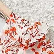 

Women Chiffon Printed V-Neck Ruffl Floral Short Sleeve Dress