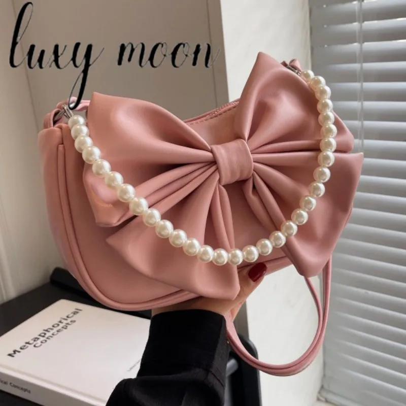 

Женские сумочки-клатчи Luxy Moon с бантом и жемчужной цепочкой, модные повседневные сумки через плечо для женщин, Z609