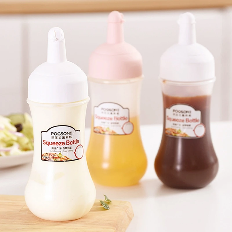 

1Pcs 350ml Squeeze Bottle Plastic Sauce Vinegar Oil Ketchup Gravy Cruet Condiment Dispenser Kitchen Accessories