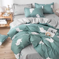 cute white cat cow printed pattern kid bed cover set duvet cover adult child bed sheets and pillowcases comforter bedding set