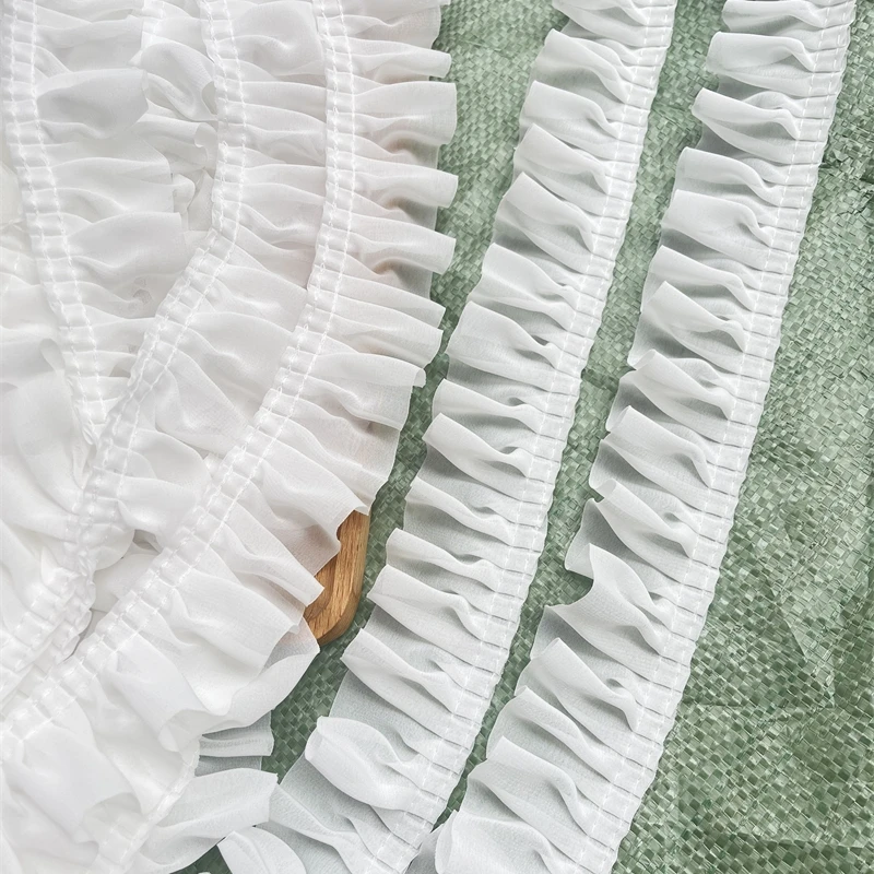 Двухслойная шифоновая ткань для рукоделия гофрированная лента оборка манжеты