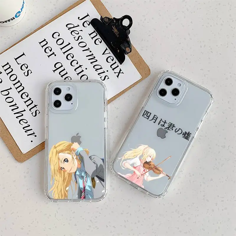 

Чехол Your Lie in April для телефона iPhone 11 12 Mini 13 14 Pro XS Max X 8 7 6s Plus 5 SE XR, прозрачный чехол