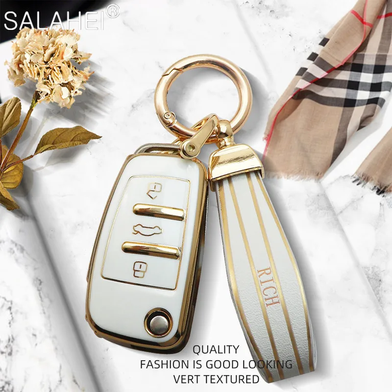 

TPU Car Key Cases Cover Shell For Audi A3 A4 A5 C5 C6 8L 8P B6 B7 B8 C6 RS3 Q3 Q7 TT 8L 8V S3 Interior Accessories Keychain