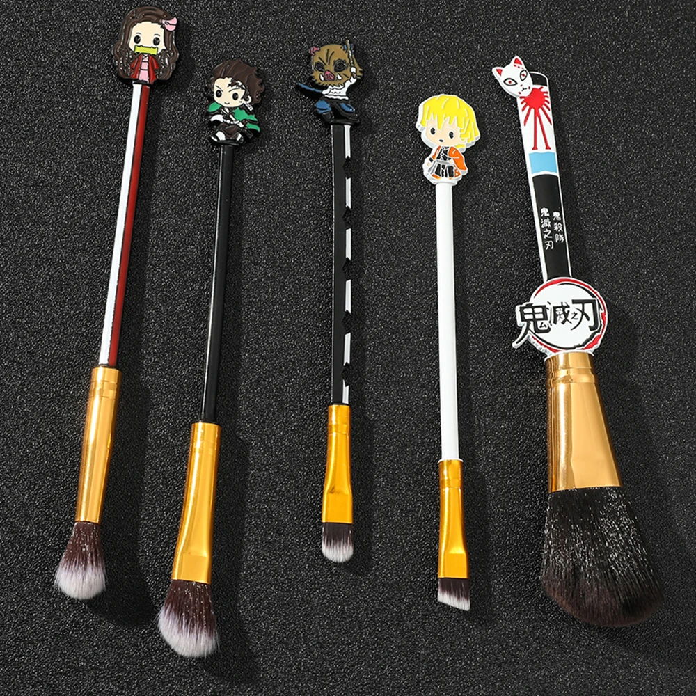 

5Pcs/Set Cartoon Anime Demon Slayer Makeup Brush Q Version Agatsuma Zenitsu Kamado Nezuko Beauty Beauty Cosmetics Brush Toy Gift