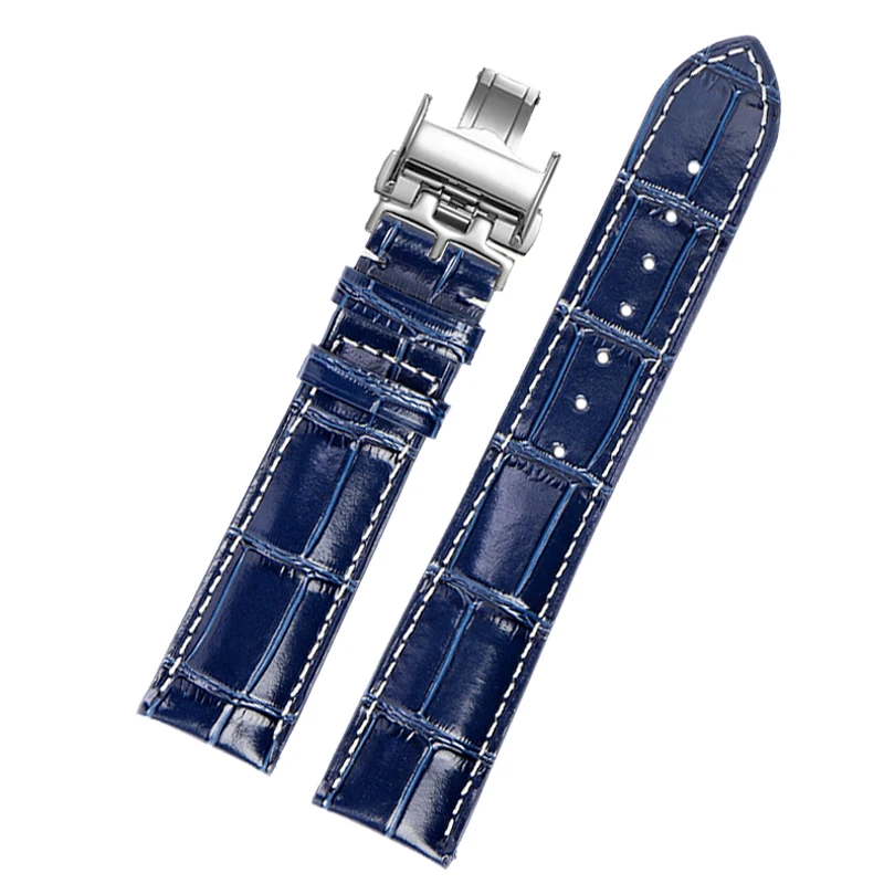 For Longines strap leather craftsman moon blue crocodile pattern magnificent Conkas men's belt 19mm 20mm 21mm