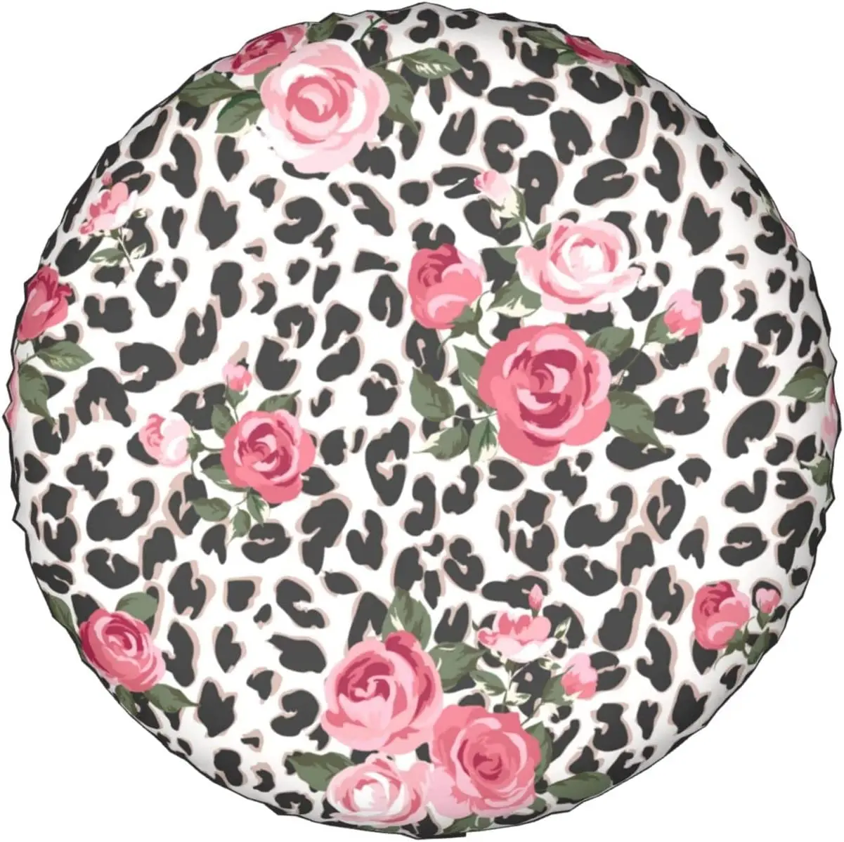 

Rose Leopard Print Cheetah Wildlife Cute Flower Spare Tire Cover Wheel Protectors Weatherproof Wheel Covers Universal Fit for Tr