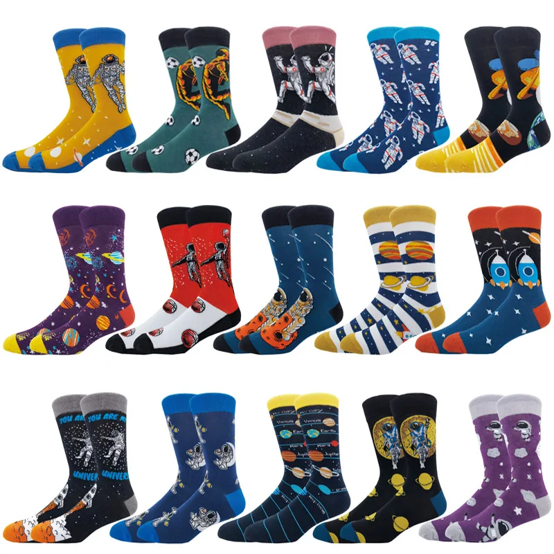 Мужские носки креативные забавные из чесаного хлопка модные в стиле хип-хоп для