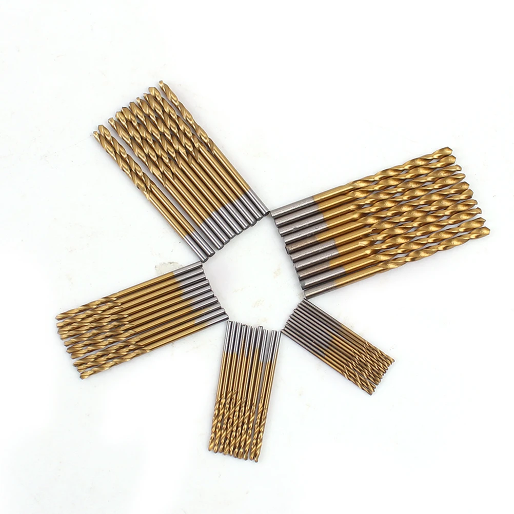 50 шт. сверла с титановым покрытием из быстрорежущей стали высокоскоростные