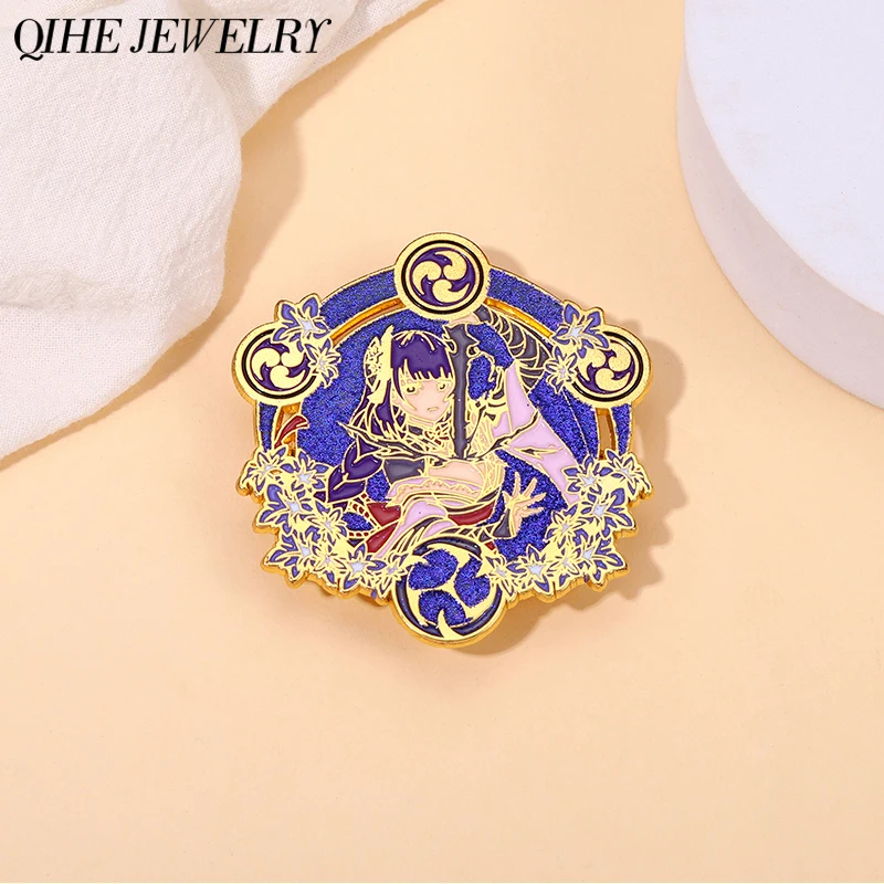 

Raiden Shogun Enamel Pins Custom Game Genshin Impact Brooches Lapel Badges Cartoon Jewelry Gift for Friends Accessories