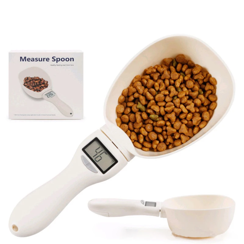 Báscula de comida para mascotas con pantalla Digital, herramienta de medición electrónica, tazón de alimentación para perros y gatos, cuchara medidora, balanza de cocina