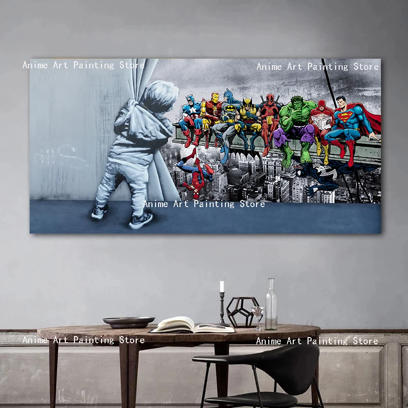 

Marvel Avengers Superhero Paintings Canvas Painting Funny Movie Wall Art Cuadros Poster and Print Picture Kids Room Home Decor