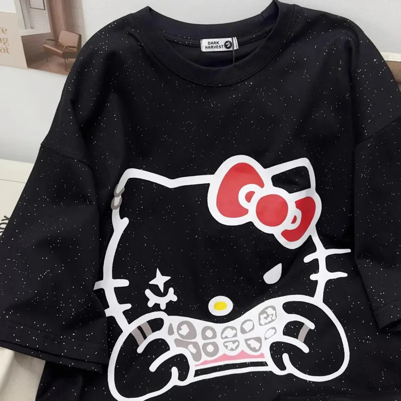Футболка женская Sanrio Y2k с рисунком Hello Kitty дизайнерский топ милыми мультяшными
