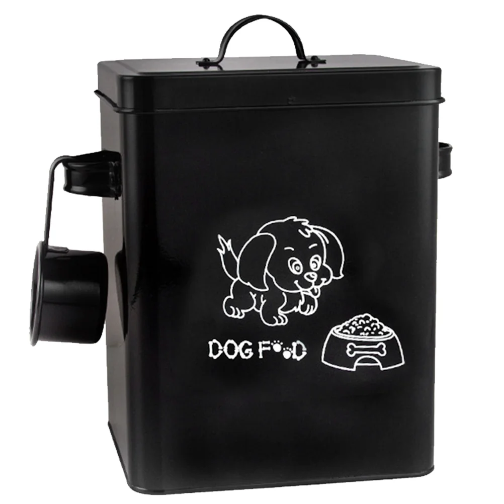

Iron Pet Food Bucket Household Dog Food Container Pet Food Storage Tank High Capacity Moisture-Proof Jar With Spoon