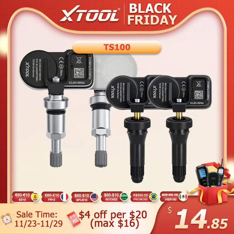 XTOOL TS100 315 & 433 МГц TPMS датчик для системы контроля давления в шинах Универсальный XTOOL датчик Программирование только по TP150/IP819TP