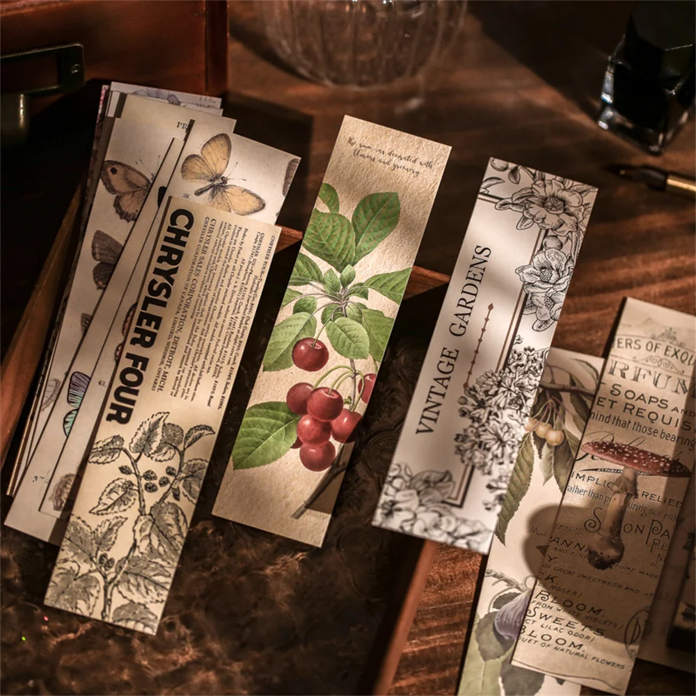 

30pcs Vintage Chinese Style Paper Bookmarks Card Kawaii Bookmark Paper Reading Aid DIY Manual Account Decorative Stationery