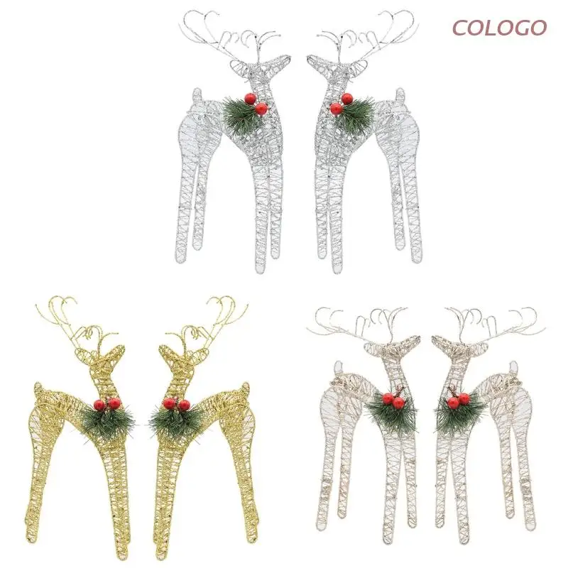 

Рождественская кованая железная деталь, 1 пара игл из красной сосны с блестками D0LD