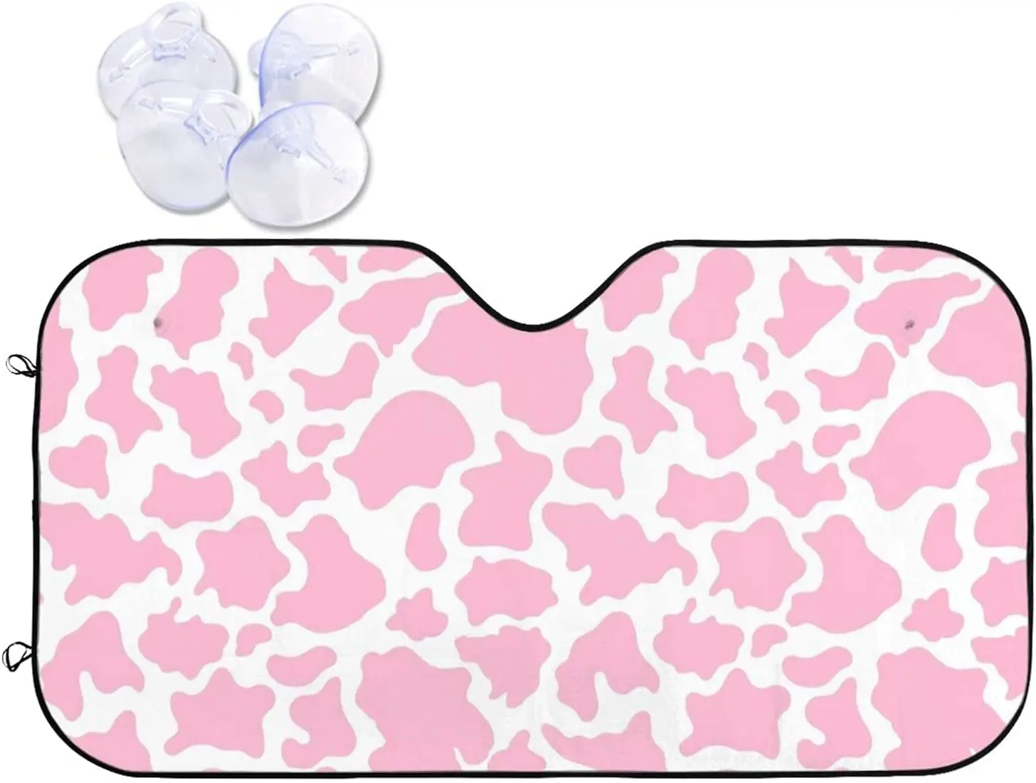 

Phelika Pink Cow Print Front Windshield Sun Shade Accordion Folding Auto Sunshade for Car Truck SUV Uv Rays Protect Aluminum Sun