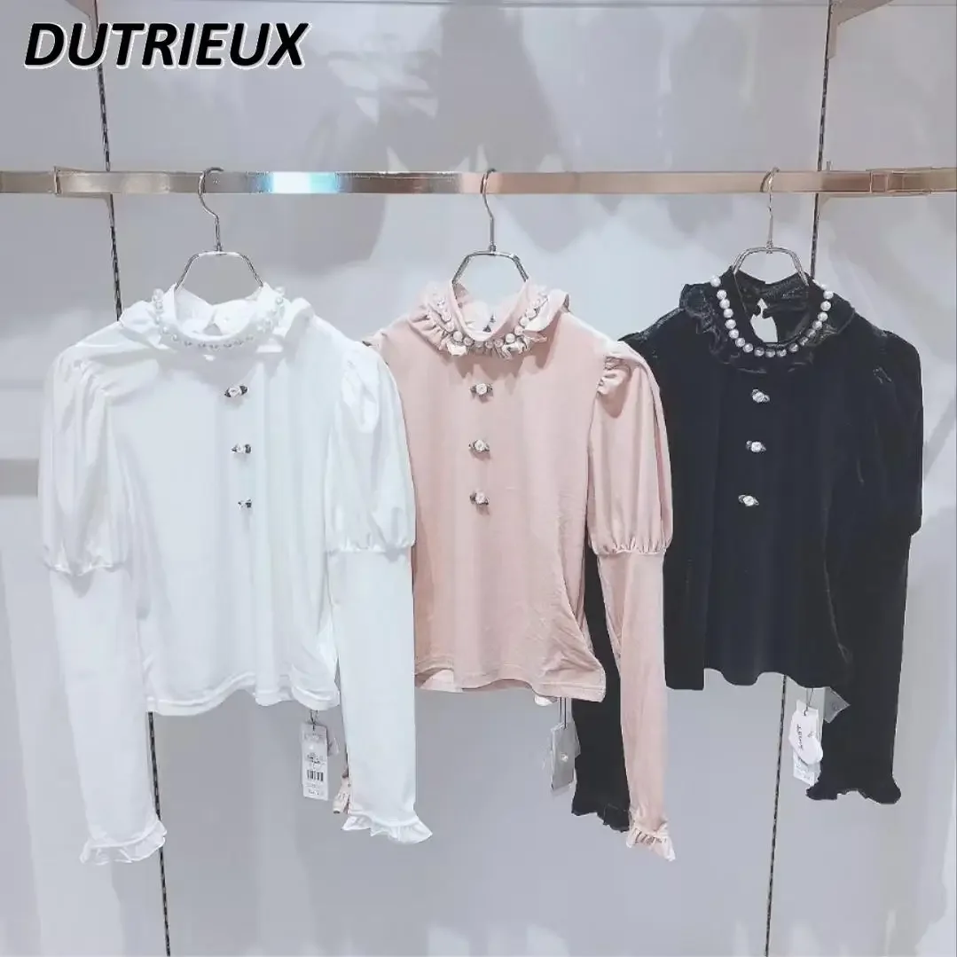 Милая женская водолазка бархатная милая пузырьковая повседневная верхняя