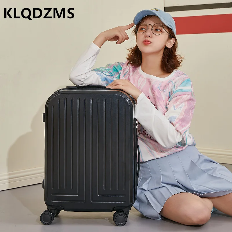 KLQDZMS Japanese Solid Color Macaron Color Trolley Luggage Portable Trolley Case Female 26-Inch Large-capacity Suitcase