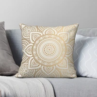 mandala gold square pillowcase polyester velvet pattern zip decorative throw pillow case car cushion cover