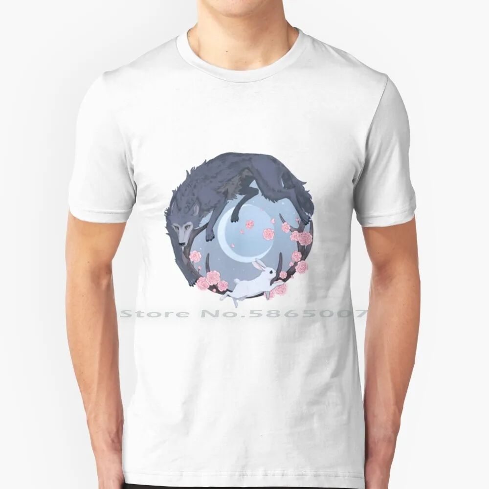 

Rabbit And Wolf T Shirt 100% Cotton Beastars Rabbit Wolf Flowers Haru Night Aesthetic Sketch Big Size 6xl Tee Gift Fashion